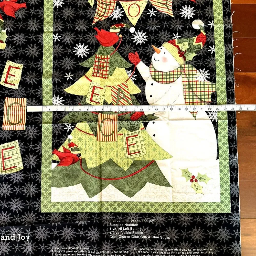 Steele Creek Studio Peace and Joy Christmas Quilt Panel Fabric Snowman CP50693